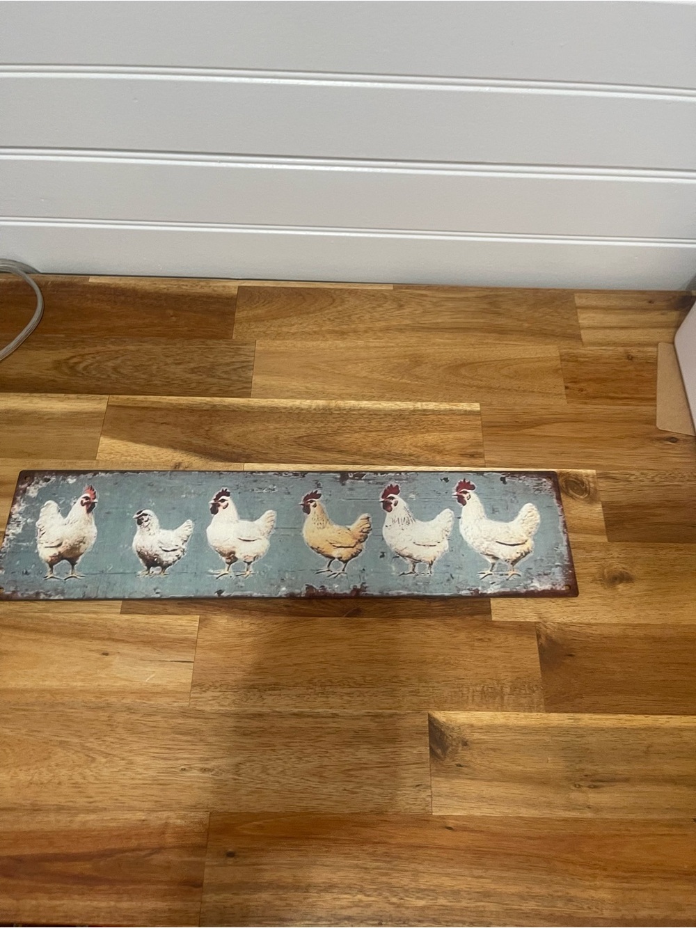 Rustic Chicken Row Wall Plaque in Blue